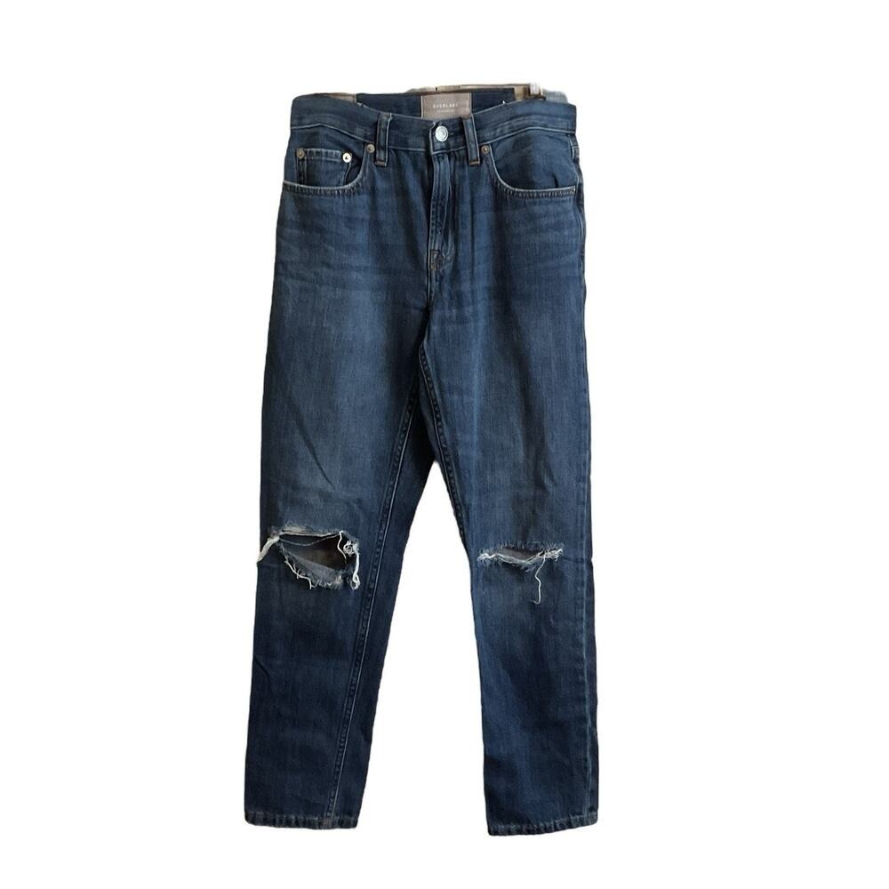 Everlane The Summer Jean Straight Leg Ripped Distressed Knees Size 24R Womens